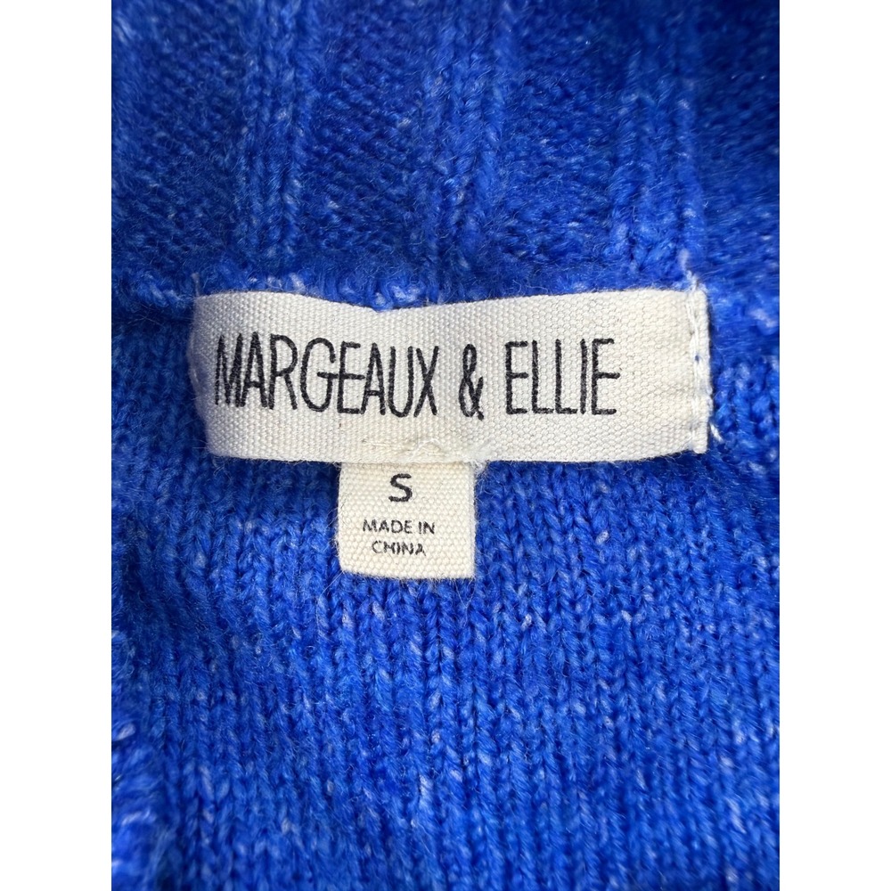 Margeaux & Ellie Women Cobalt Blue Mock Neck Ribbed Knit Sweater Small - Picture 2 of 4
